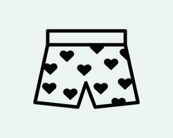 hjärta formad polka prickar boxare ikon. svart manlig kalsonger shorts byxor trunk översikt linje tecken symbol konstverk grafisk illustration ClipArt vektor
