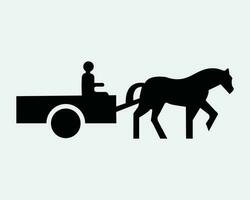 häst vagn ikon. hästdragen transport vagn djur- tränare rida arbete arbetshäst fordon ikon tecken symbol konstverk grafisk illustration ClipArt vektor cricut