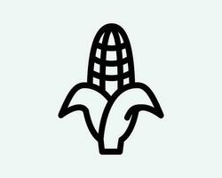 Mais Symbol. Korn Mais Bauernhof Landwirtschaft Essen Landwirtschaft Ernte Ernte produzieren Maiskolben Zeichen Symbol schwarz Kunstwerk Grafik Illustration Clip Art eps Vektor