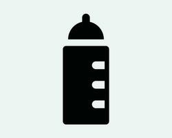 bebis flaska ikon. barn spädbarn nyfödd mjölk dryck dryck suga nippel mat. svart vit tecken symbol illustration konstverk grafisk ClipArt eps vektor