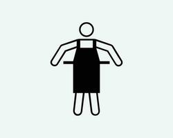 tragen Schürze Symbol Stock Zahl Mann Küche Koch Koch Kleidungsstück schwarz Weiß Silhouette Symbol Zeichen Grafik Clip Art Kunstwerk Illustration Piktogramm Vektor