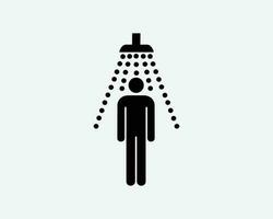 Mann Duschen nehmen ein Dusche Stock Zahl schwarz Weiß Silhouette Zeichen Symbol Symbol Vektor Grafik Clip Art Illustration Kunstwerk Piktogramm