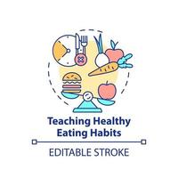 Konzeptsymbol für gesunde Ernährungsgewohnheiten lehren vektor