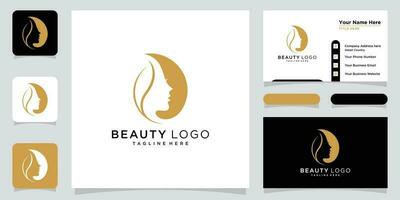 Schönheit Logo mit Frau Stil und Geschäft Karte Design Vorlage Prämie Vektor