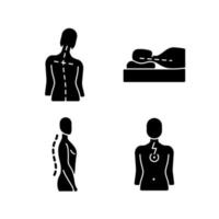 postural dysfunktion svart glyph ikoner som på vitt utrymme vektor