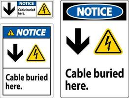 beachten Zeichen Kabel begraben Hier. mit Nieder Pfeil und elektrisch Schock Symbol vektor