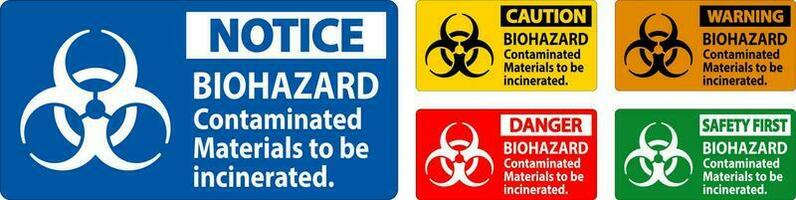 biohazard varning märka biohazard förorenade material till vara förbränns vektor