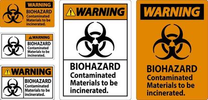 biohazard varning märka biohazard förorenade material till vara förbränns vektor