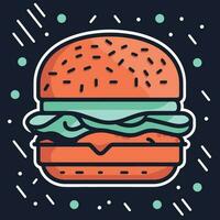 Vektor von ein einzigartig und bunt Hamburger auf ein glatt schwarz Hintergrund