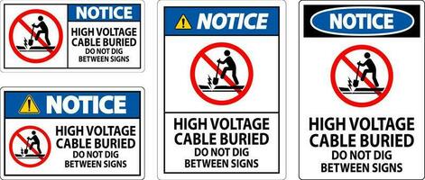 beachten Zeichen hoch Stromspannung Kabel begraben. tun nicht graben zwischen Zeichen vektor