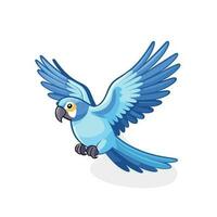 Vektor von ein eben Symbol von ein Blau Vogel im Mitte Flug mit es ist Flügel Verbreitung