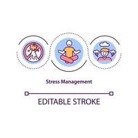stresshantering koncept ikon. mental hälsa. förebyggande av utbrändhet. psykologisk strategi. självkontrollidé tunn linje illustration. vektor isolerad kontur rgb färg ritning. redigerbar stroke