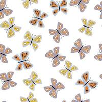 einfach stilisiert Schmetterlinge nahtlos Muster. fliegend Insekt drucken. vektor