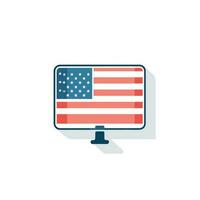 Vektor von ein Computer Bildschirm Anzeigen das amerikanisch Flagge