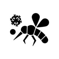 insekter svart glyph ikon. farliga giftiga buggar sprider sjukdomar. blodinfektion. biologisk risk. myggspridningsvirus. silhuett symbol på vitt utrymme. vektor isolerad illustration