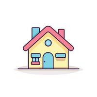 vektor av en charmig hus med en vibrerande röd tak och en slående blå dörr
