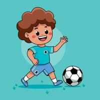 tecknad serie barn spelar fotboll vektor