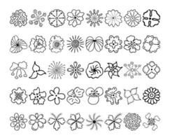 skizzenhaft linear Bild von Silhouetten von Blumen. Hand gezeichnet Zeichnung von Pflanze Knospen während blühen vektor