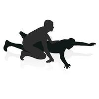 Bild von ein Silhouette von ein Ringer Athlet im ein Kampf Pose. greco römisch Ringen, bekämpfen, Duell, Streit, kriegerisch Kunst, Sportlichkeit vektor