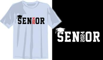 senior klass hälsning, inbjudan kort. text för gradering design, congratulation händelse, t-shirt, fest, hög skola eller högskola examen. senior 2024 klass av 2024 gradering vektor