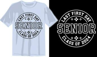 senior klass hälsning, inbjudan kort. text för gradering design, congratulation händelse, t-shirt, fest, hög skola eller högskola examen. senior 2024 klass av 2024 gradering vektor