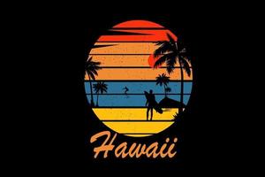 hawaii farbe orange blau und gelb vektor