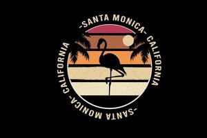 T-Shirt Santa Monica Kalifornien Farbe Orange und Rot vektor