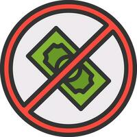 Nej pengar ikon vektor bild. lämplig för mobil appar, webb appar och skriva ut media.