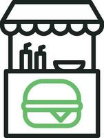 Burger Stall Symbol Vektor Bild. geeignet zum Handy, Mobiltelefon Apps, Netz Apps und drucken Medien.