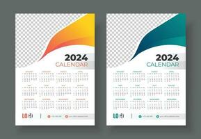 einer Seite Mauer Kalender Design zum 2024. modern Mauer Kalender Design 2024. minimalistisch Stil Kalender. Woche beginnt auf Sonntag. Vektor Layout Vorlage .