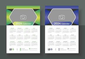 modern färgrik företag vägg kalender 2024 mall design. skriva ut redo ett sida vägg kalender mall design för 2024. vecka börjar på söndag vektor