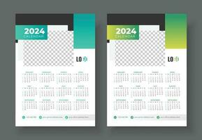 Mauer Kalender 2024 Vorlage Design. drucken bereit einer Seite Mauer Kalender Vorlage Design zum 2024 vektor