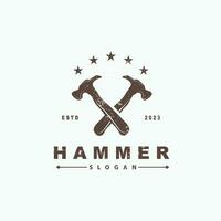 Hammer Logo, Baumeister Werkzeuge Inspiration Design, Vektor Jahrgang Zimmerei und Mechanik, Illustration Vorlage