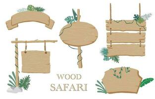 Holz Banner Sammlung von Safari Hintergrund set.editable Vektor Illustration zum Geburtstag Einladung, Postkarte und Aufkleber