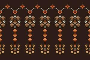 ethnisch Ikat Stoff Muster geometrisch Stil.afrikanisch Ikat Stickerei ethnisch orientalisch Muster braun Hintergrund. abstrakt, Vektor, Illustration. Textur, Kleidung, Rahmen, Dekoration, Teppich, Motiv. vektor