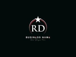 königlich Star rd Kreis Logo, minimalistisch Luxus rd Logo Brief Vektor