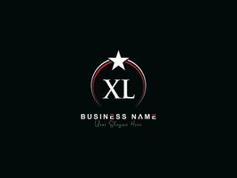 första lyx xl kunglig logotyp, minimal cirkel xl brev unik stjärna logotyp vektor