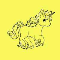 illustration av enhörning eller häst med horn söt och förtjusande vektor design