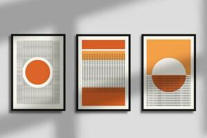 einstellen von modern minimalistisch abstrakt Streifen Poster Dekoration. Zuhause Mauer Kunst Innere Design vektor