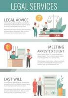 Anwalt Dienstleistungen Infografiken vektor