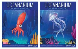 oceanarium tecknad serie affisch vektor