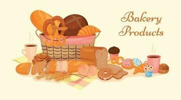 Bäckerei Produkte Werbung Hintergrund vektor