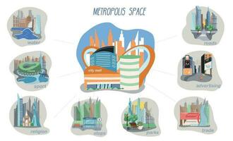 megapolis stad infographic uppsättning vektor