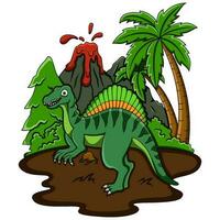 Karikatur Spinosaurus im das Urwald vektor