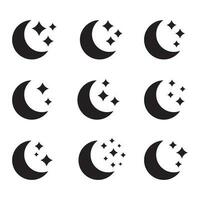 Halbmond Mond mit Sterne Symbol auf Weiß Hintergrund. Nacht Symbol. Halbmond Mond Symbol. minimalistisch Stil. vektor
