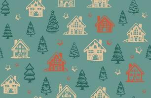 Weihnachten Haus und Baum hat gezeichnet Illustrationen, Vektor. vektor