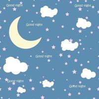 vektor nattscen med måne och stjärnor. sömlösa mönster