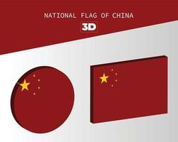 die nationale 3D-Flagge von China-Vektordesign vektor