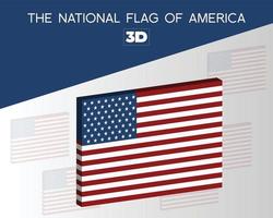 nationale 3D-Flagge von Amerika Vektordesign vektor