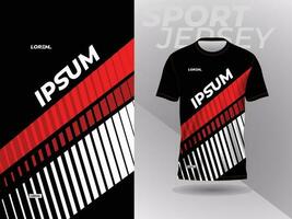 rot schwarz Hemd Sport Jersey Attrappe, Lehrmodell, Simulation Vorlage Design zum Fußball, Fußball, Rennen, Spiele, Moto-Cross, Radfahren, und Laufen vektor